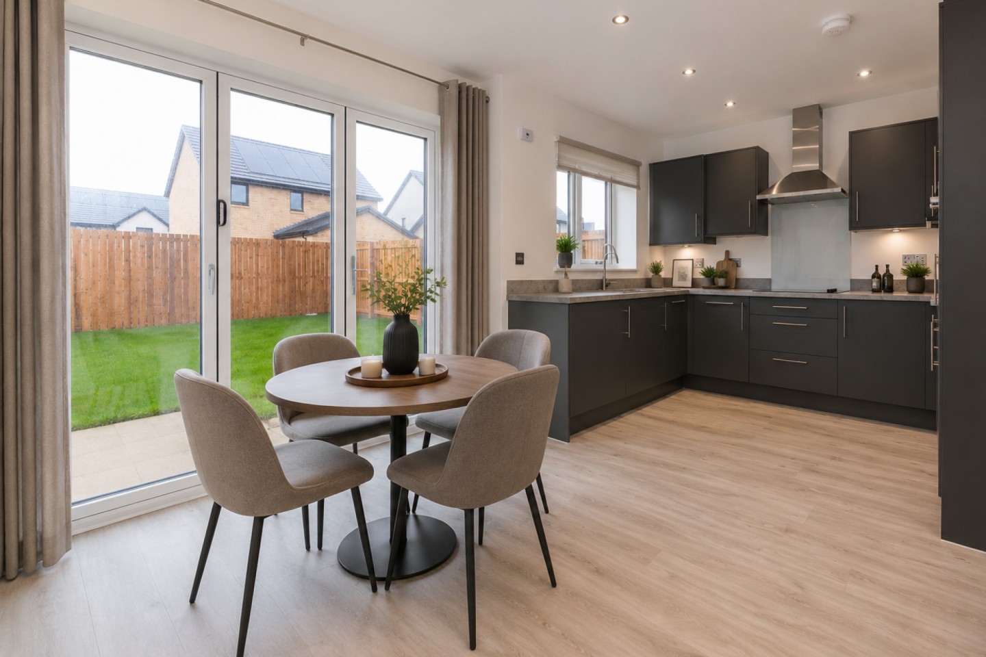 Modest size Open plan kitchen dinner